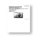 18-page PDF 668 KB download for the Canon SD1300IS Parts Catalog | PowerShot