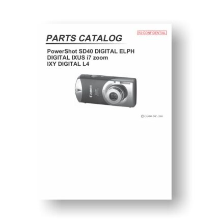 23-page PDF 1.14 MB download for the Canon SD40 Parts Catalog | PowerShot