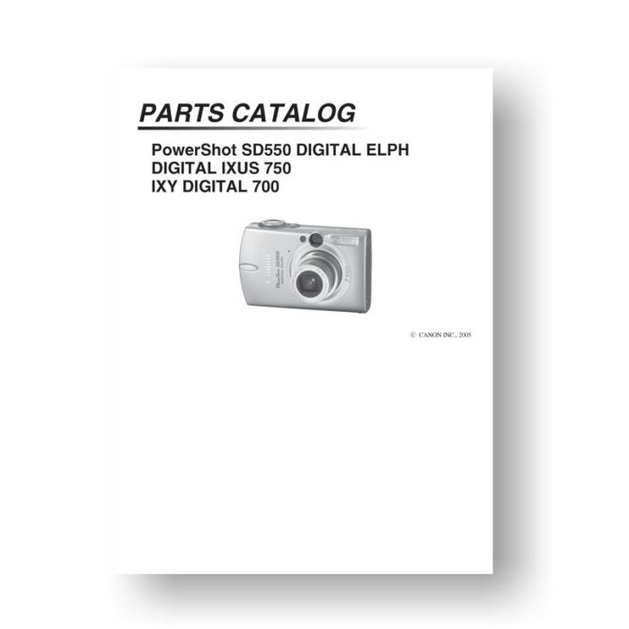 25-page PDF 1.12 MB downoad for the Canon SD550 Parts Catalog | PowerShot