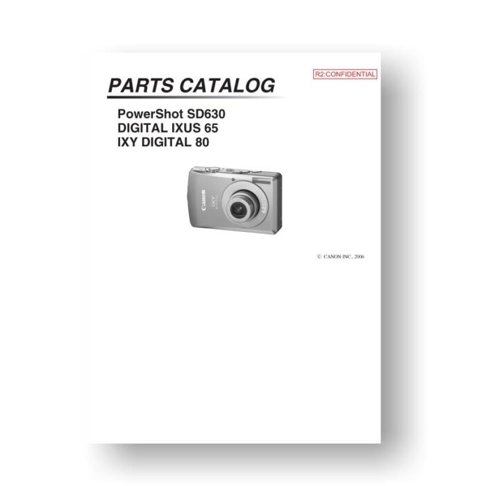 19-page PDF 770 KB dwonload for the Canon SD630 Parts Catalog | PowerShot