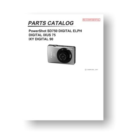 19-page PDF 1.37 MB download for the Canon SD750 Parts Catalog | Powershot