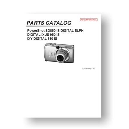 19-page PDF 1.25 MB download for the Canon SD850 IS Parts Catalog | PowerShot