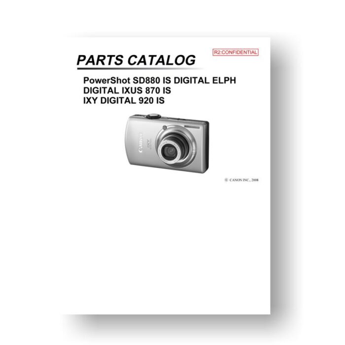 28-page PDF 3.88 MB download for the Canon SD880 IS Parts Catalog | PowerShot