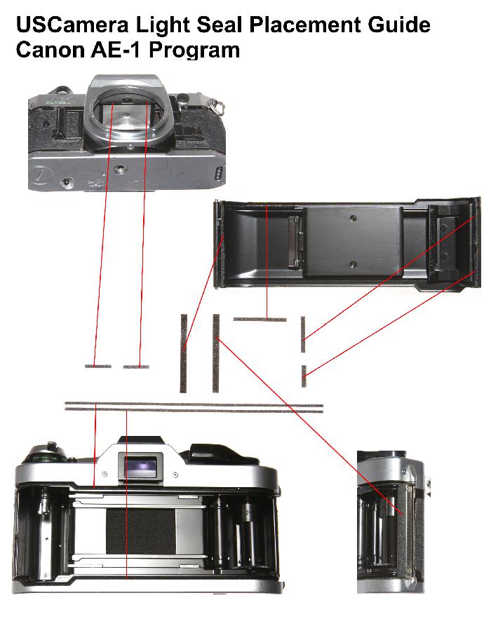 USCamera Light Seal Placement Guide | Canon AE-1 Program