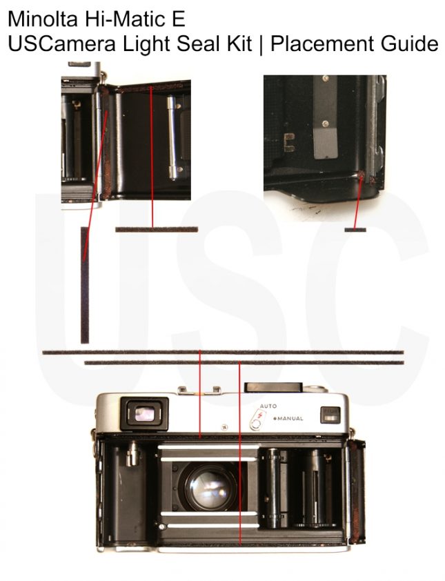 Minolta HiMatic E Placement Guide USCamera Minolta Light Seal Kits Plus