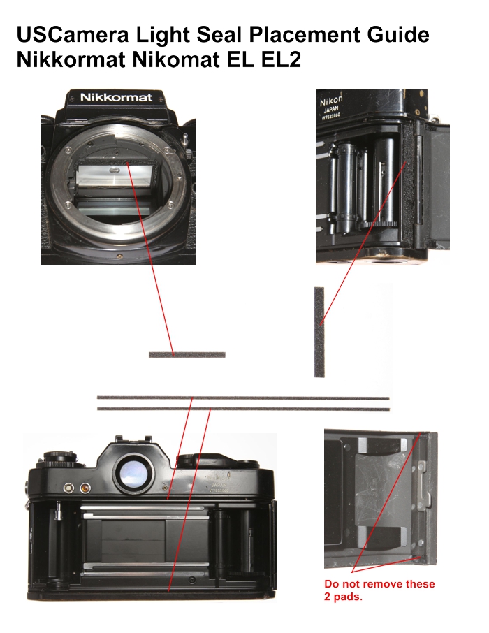 Nikkormat EL EL2 Placement Guide | USCamera Light Seal Kits P..