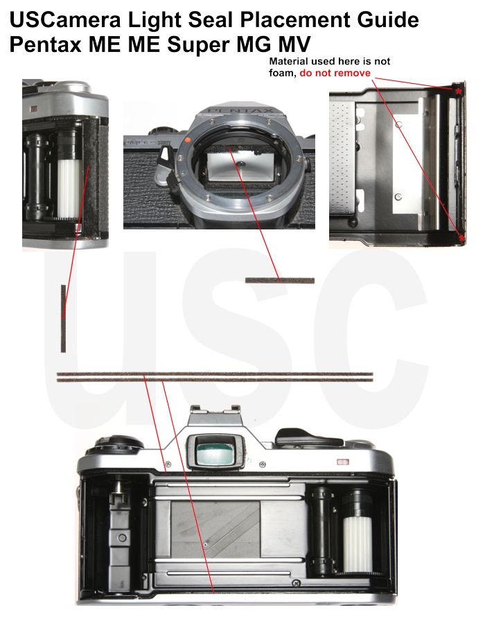 USCamera Light Seal Placement Guide | Pentax ME Super Plus