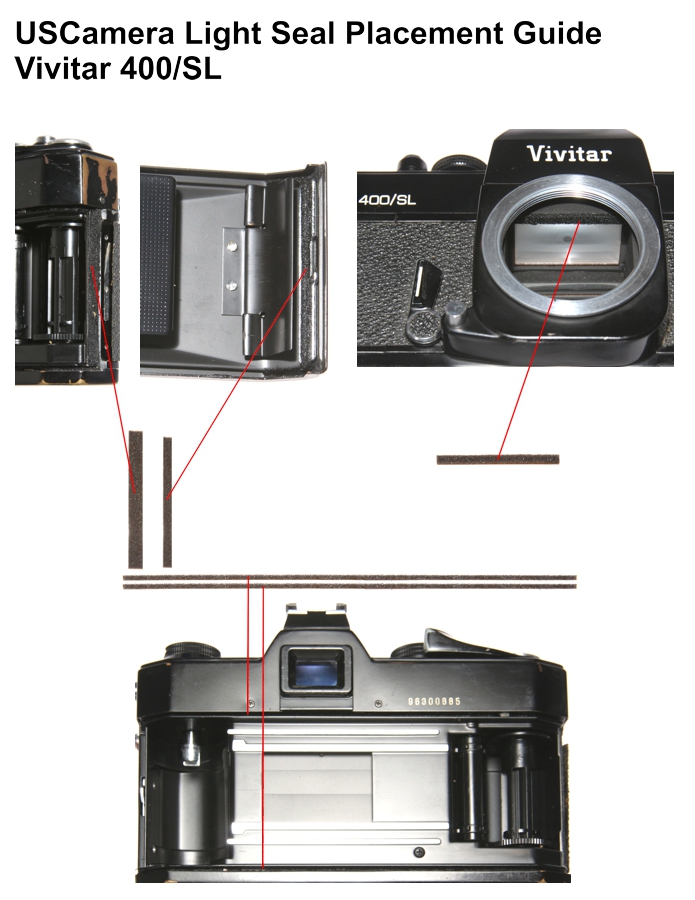 USCamera Light Seal Placement Guide | Vivitar 400/SL