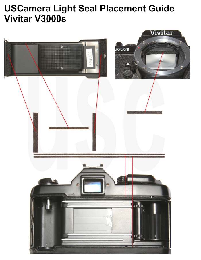 USCamera Light Seal Placement Guide | Vivitar V3000s