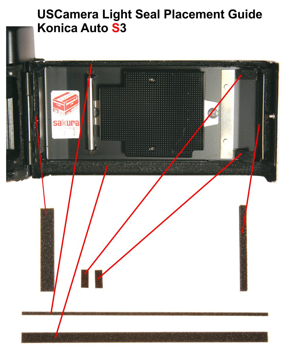 Konica Auto S3 Placement Guide USCamera Light Seal Kits and