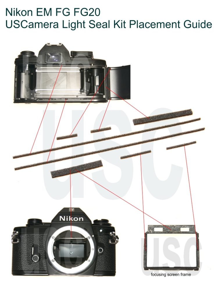 Nikon EM Placement Guide USCamera Light Seal Seal Kits pLUS