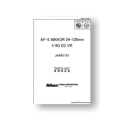 Nikon JAA78271 Parts List AF-S 24-120 4 G ED VR
