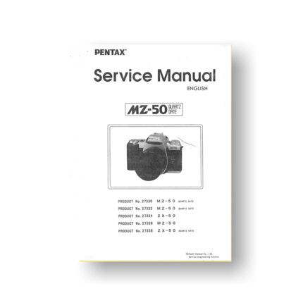 57-page PDF 2.98 MB download for the Pentax ZX-50 Service Manual Parts List | SLR Film Camera