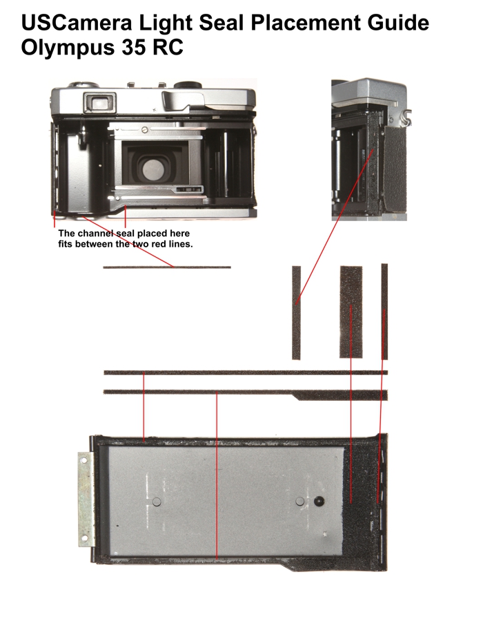 Olympus 35RC Placement Guide | USCamera Foam | USCamera Light Seals | Film Cameras