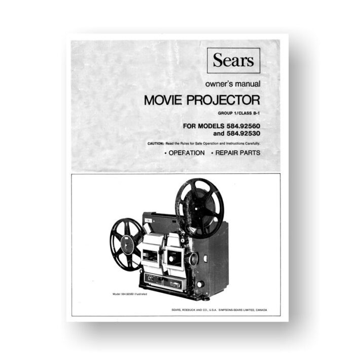 Sears 584.92560 Projector Owners Manual