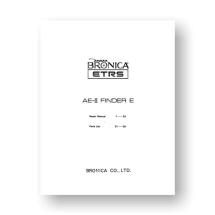Bronica ETRS Repair Manual