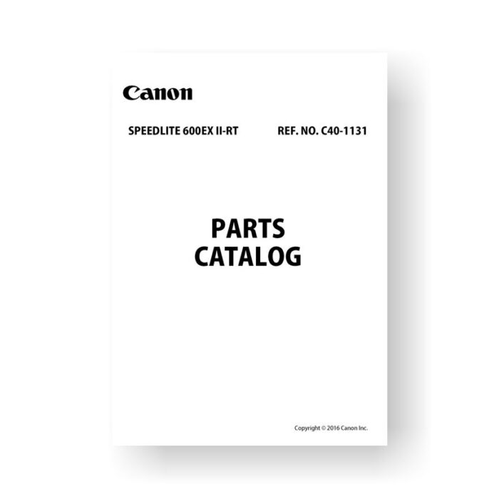 Canon C40-1131 Parts Catalog | Speedlite 600EX II-RT
