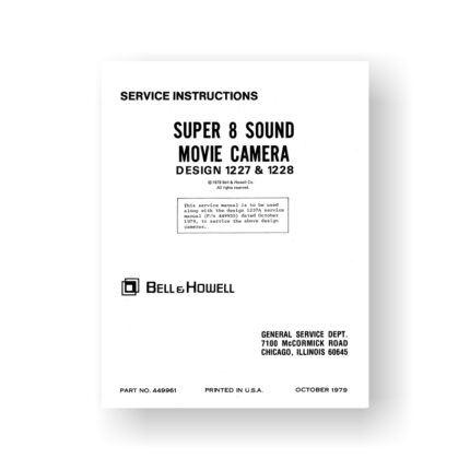 Bell & Howell 1227 Service Manual Parts List | Plus 1228 Super 8 Sound Movie Cameras