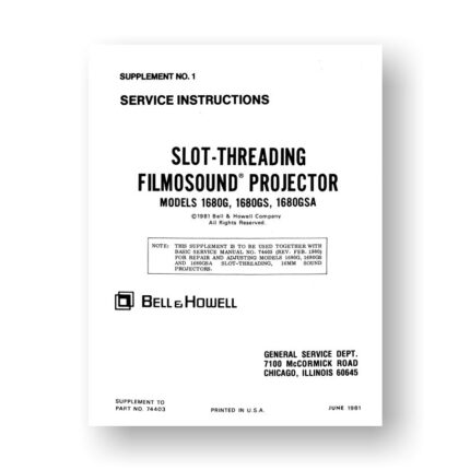 Bell & Howell 1680G Service Manual Parts List | 1680GS | 1680GSA