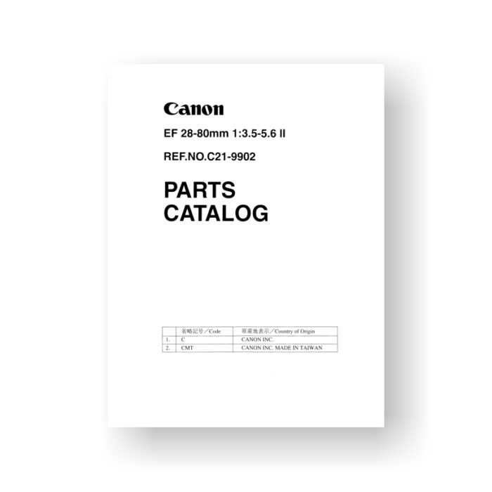 Canon CY8-1200-212 Service Manual Parts List  | EF 28-80 3.5-5.6 II