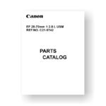 Canon C21-9742 Service Manual Parts Catalog | EF 28-70 2.8 L USM