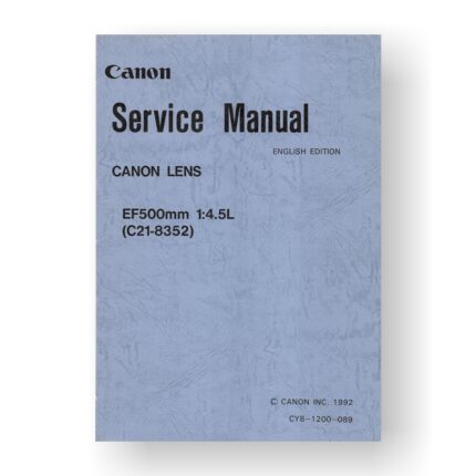 Canon C21-8352 Service Manual Parts Catalog | EF 500 4.5 L USM