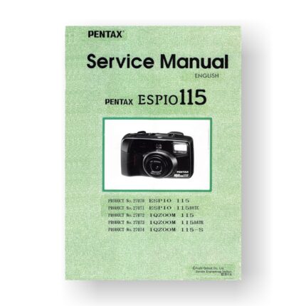 Pentax 27072 Service Manual Parts List | IQ-Zoom 115