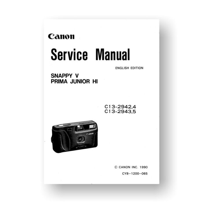 Canon CY8-1200-065 Service Manual Parts Catalog | Snappy V | Prima Junior HI