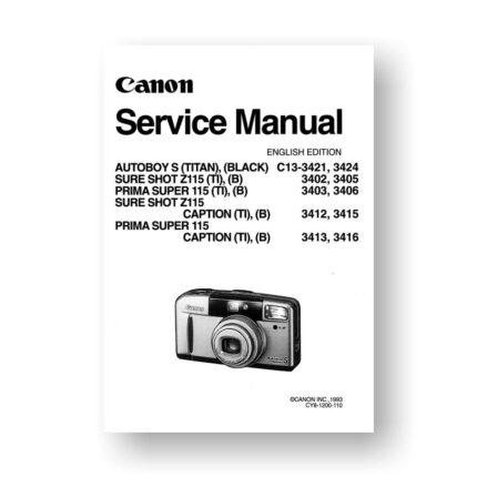 Canon C13-3402 Service Manual Parts Catalog | Sure Shot Z115 | Autoboy S | Prima Super 115 | Sure Shot Z115 Caption | Prima Super 115 Caption