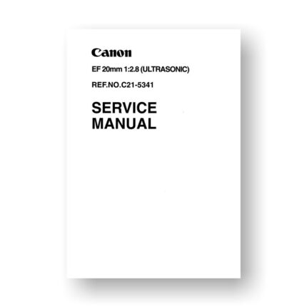 Canon C21-5341 Service Manual Parts Catalog | EF 20 2.8 USM Lens