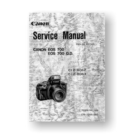 Canon C12-8062 Service Manual Parts Catalog | EOS 700 | 700QD | SLR Film Camera