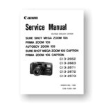 Canon CY8-1200-104 Service Manual Parts Catalog | Sure Shot Mega Zoom 105 | Prima Zoom 105 | Autoboy Zoom 105