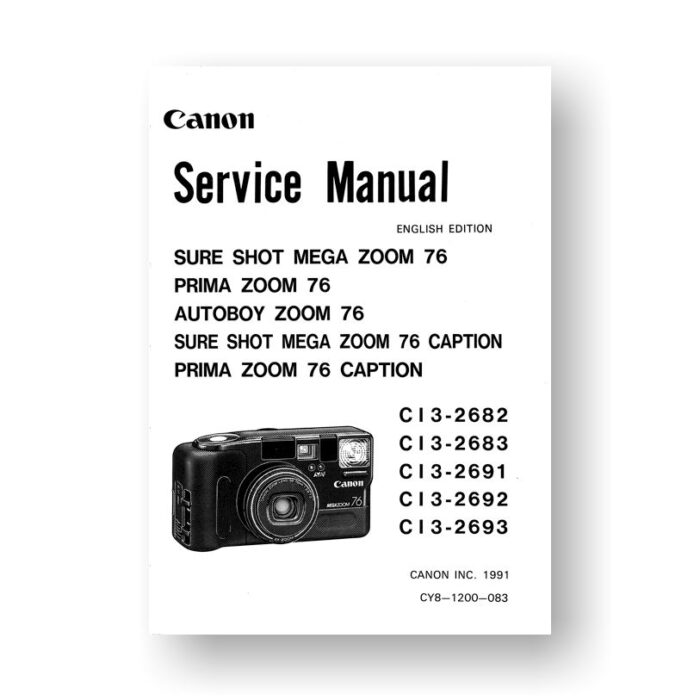 Canon CY8-1200-083 Service Manual Parts Catalog | Sure Shot Mega Zoom 76 | Prima Zoom 76 | Autoboy Zoom 76