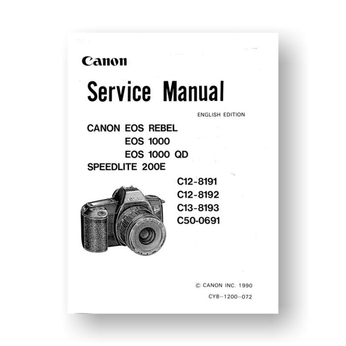 Canon C12-8192 Service Manual Parts Catalog | EOS Rebel | EOS 1000 | Speedlite 200E