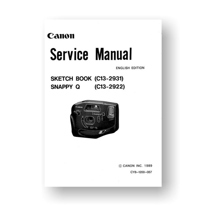 Canon CY8-1200-057 Service Manual Parts Catalog | Sketch Book | Snappy Q Film Cameras