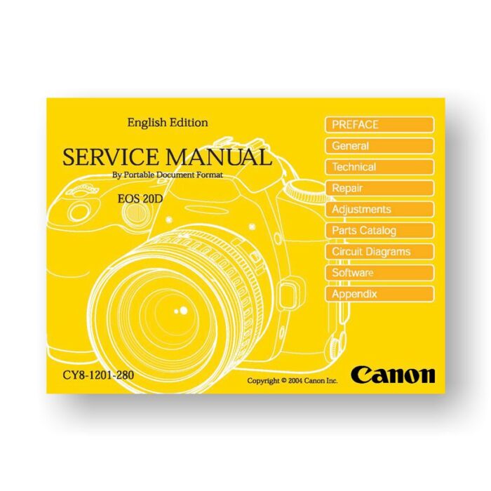 Canon EOS 20D Service Manual Parts List PDF Download