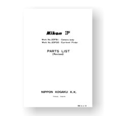 Nikon F Repair Manual Parts List | Vintage Film Camera