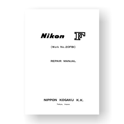 Nikon F Repair Manual Parts List | Vintage Film Camera