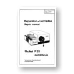 Rollei P35AF Repair Manual Parts List | 35mm Slide Projector