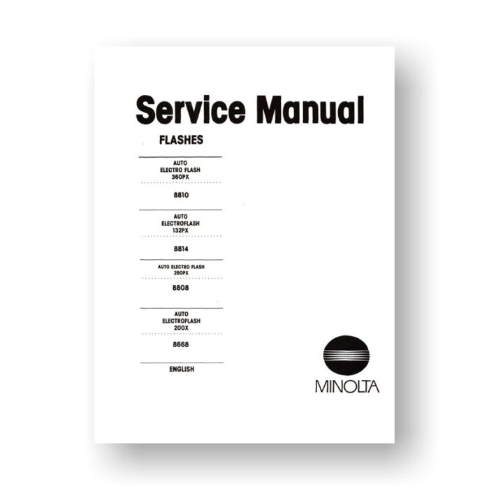 Minolta Electroflash Service-Manual Parts List | 132PX | 200X | 280PX | 360PX