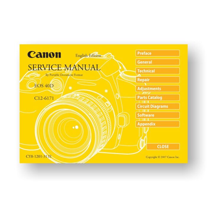 Canon C12-6171 Service Manual Parts Catalog | EOS 40D