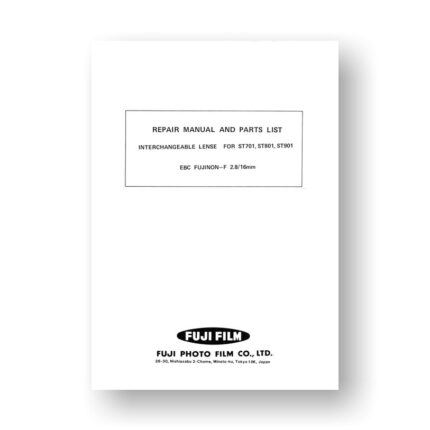 Fujinon 16-2.8 Repair Manual Parts List | 35mm SLR Lenses