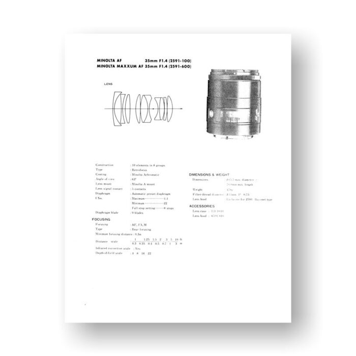 Minolta AF35-1.4 Service Manual