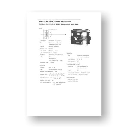 Minolta AF35-70 4.0 Service Manual