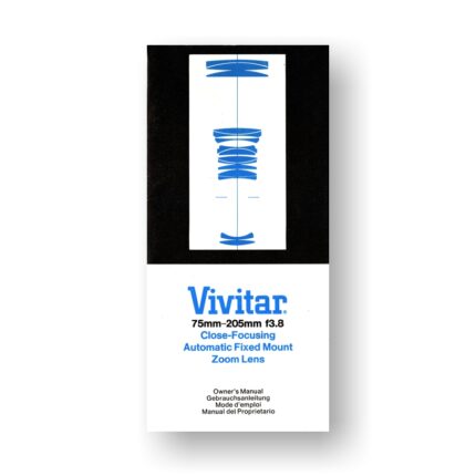 Vivitar 75-205 3.8 Close-Focus Owners Manual