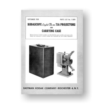 Kodascope Eight-71 Eight-71A Projector-Parts List