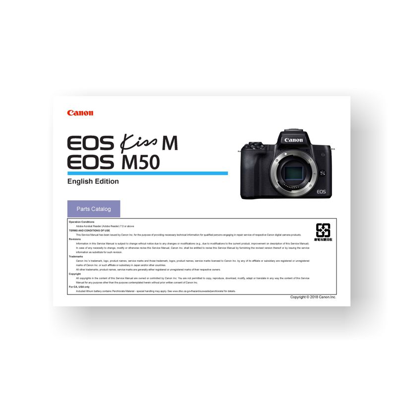 Canon EOS M50 Parts Catalog | USCamera Service Manuals Parts