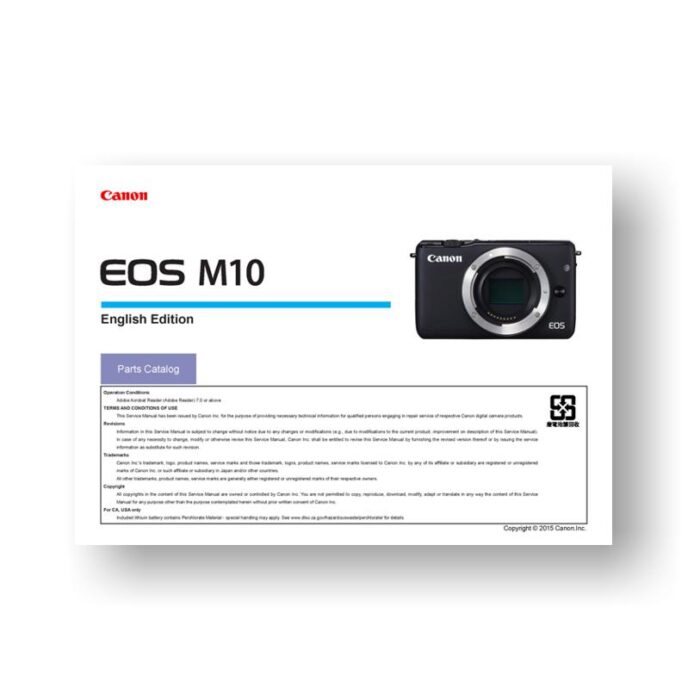 Canon EOS M10 Parts Catalog