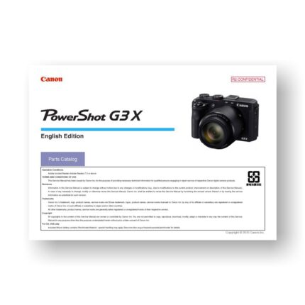 Canon PowerShot G3 X Parts Catalog PDF Download