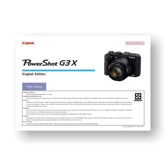 Canon PowerShot G3 X Parts Catalog PDF Download